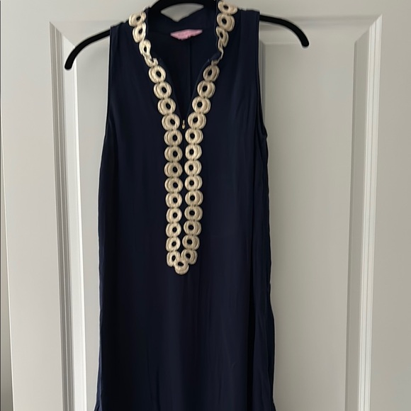 Lilly Pulitzer Dresses & Skirts - Lilly Pulitzer Navy Sleeveless Dress with Gold Accents